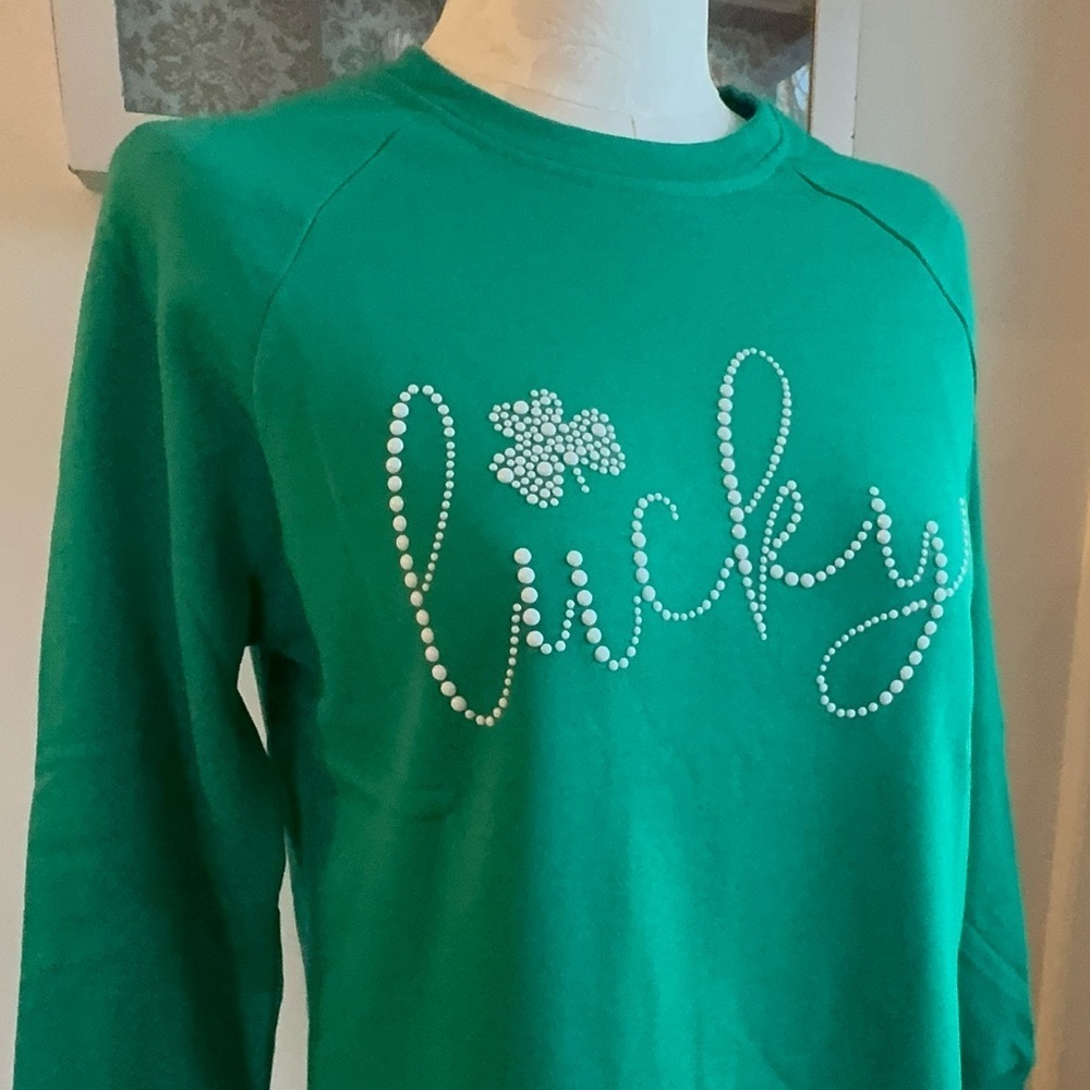 Lucky Shamrock Embellished green sweatshirt sizes S, M, L - Picture 5 of 8